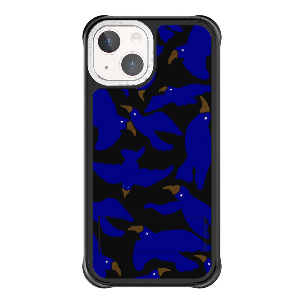Coloretto Black Frosted Replaceable Phone Case - Dark Blue Bird