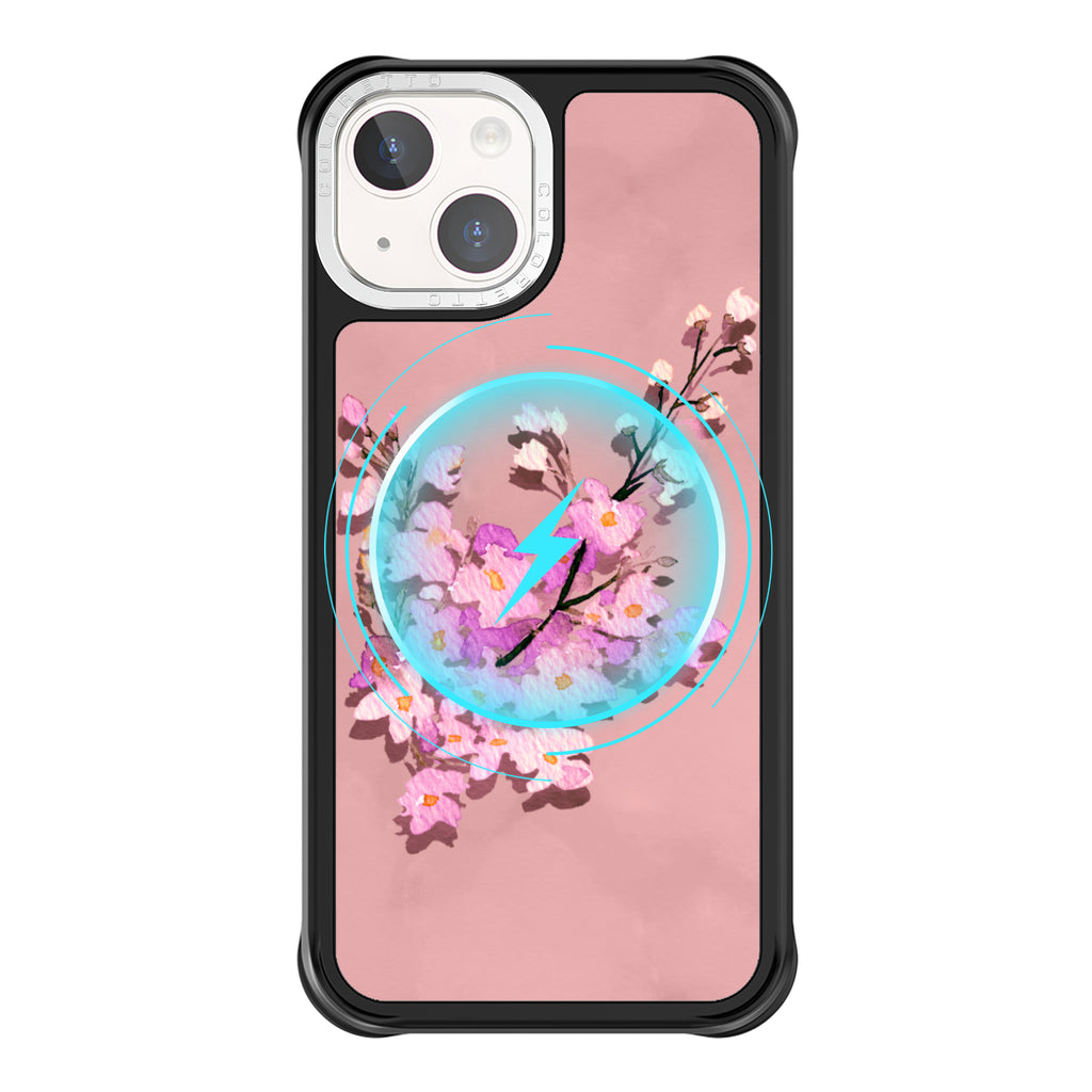 Coloretto Black Frosted Replaceable Phone Case - Pink Flower - Biodegradable Material