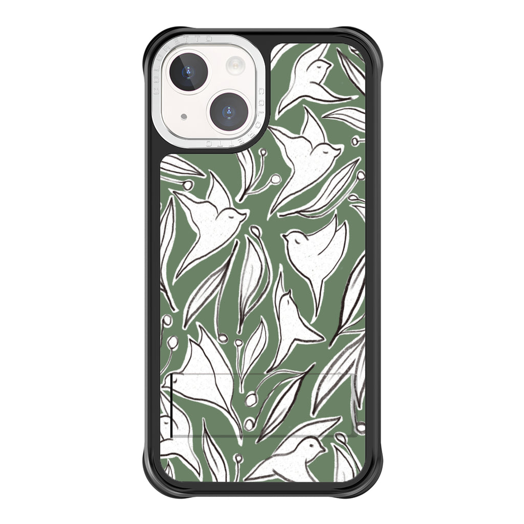 Coloretto Black Frosted Replaceable Phone Case - Green Bird